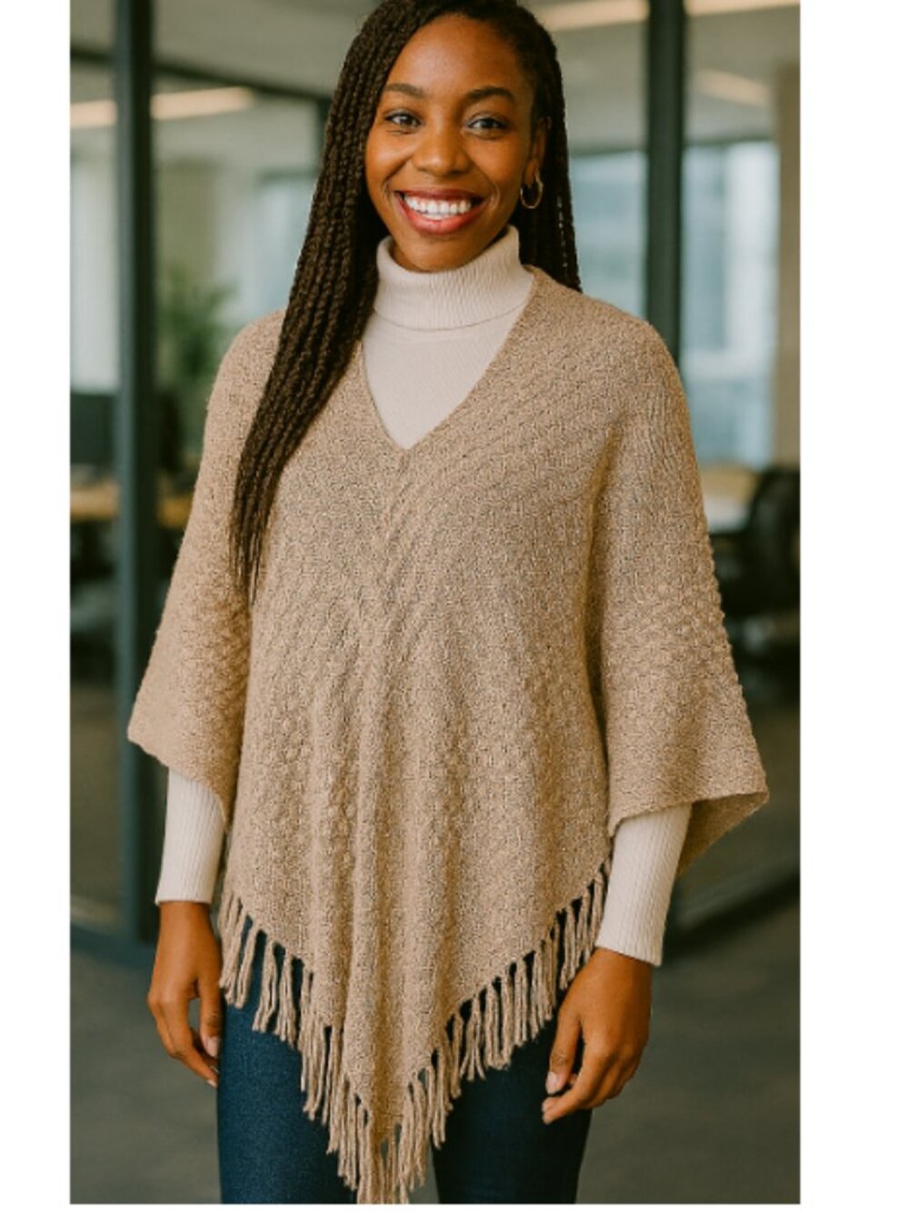 NWT- INC beige shaw with fringe